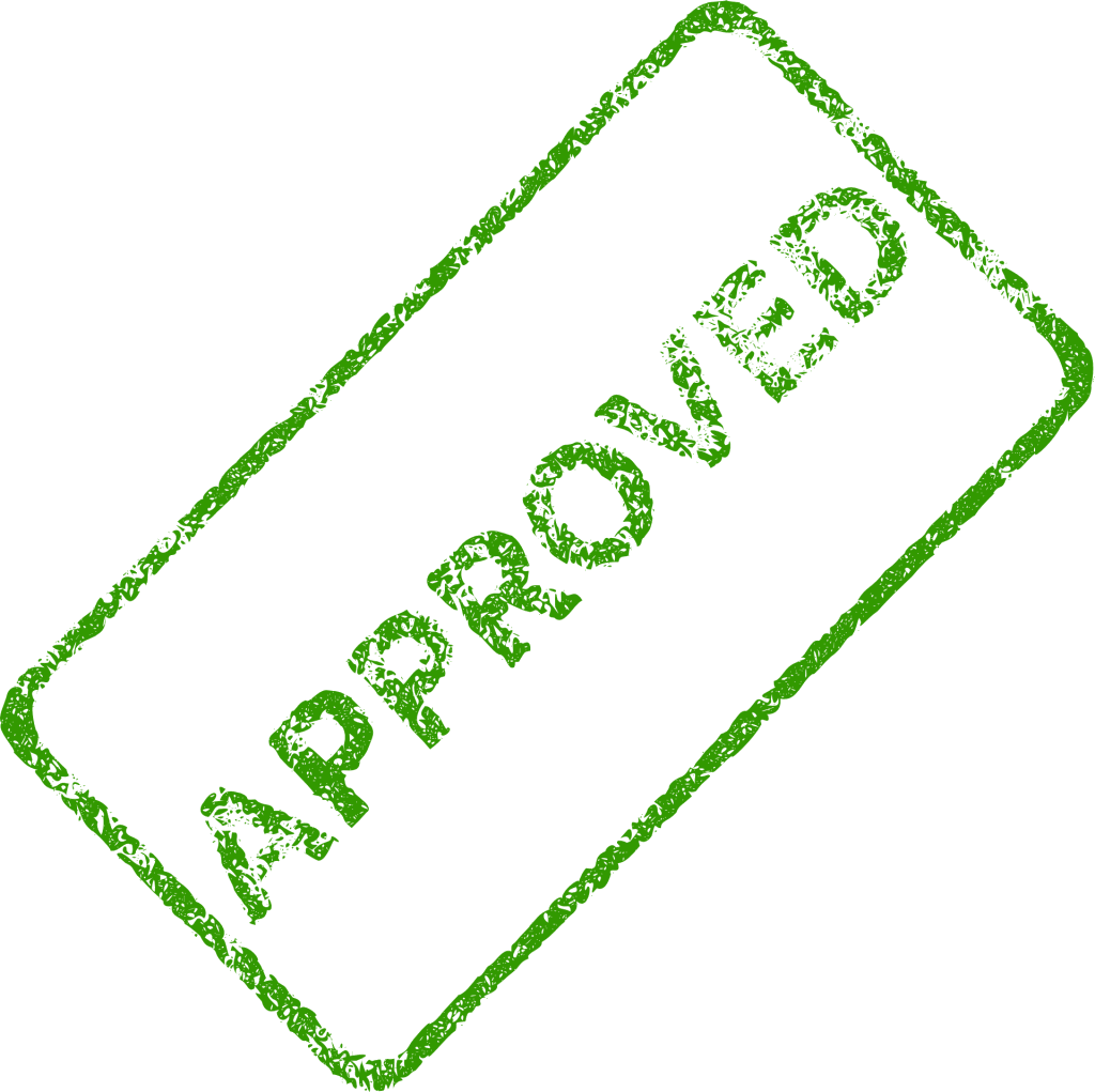 Image of the word approved stamped in green