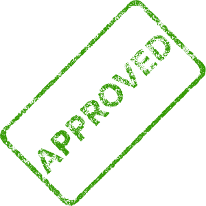 Image of the word approved stamped in green